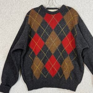 Vtg Christopher Hayes Shetland Wool Argyle Sweater Size XL Preppy Old Money